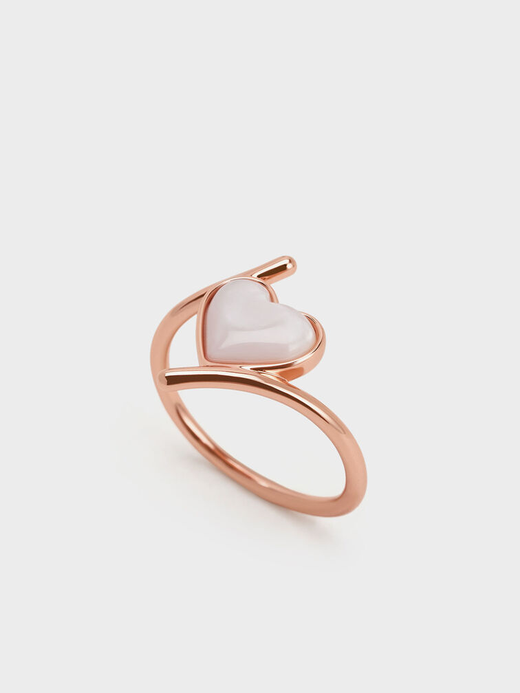 Anillo Annalise con piedra de corazón, Oro rosa, hi-res