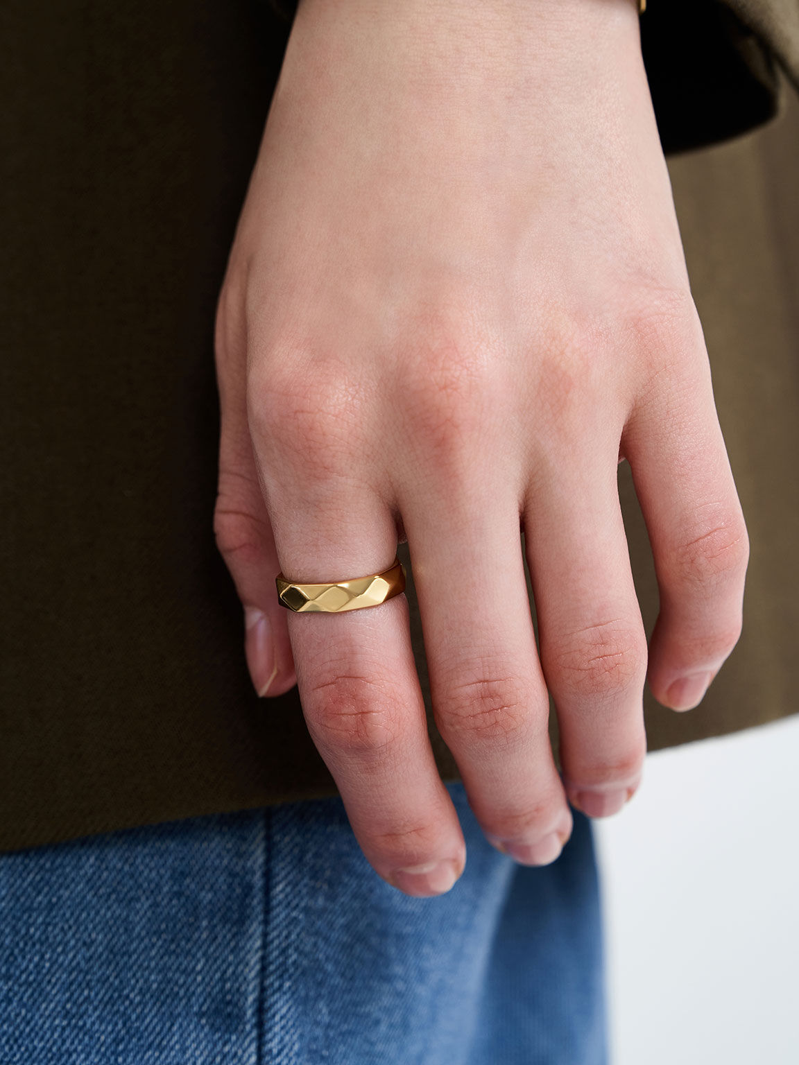 Geometric Ring, Brush Gold, hi-res