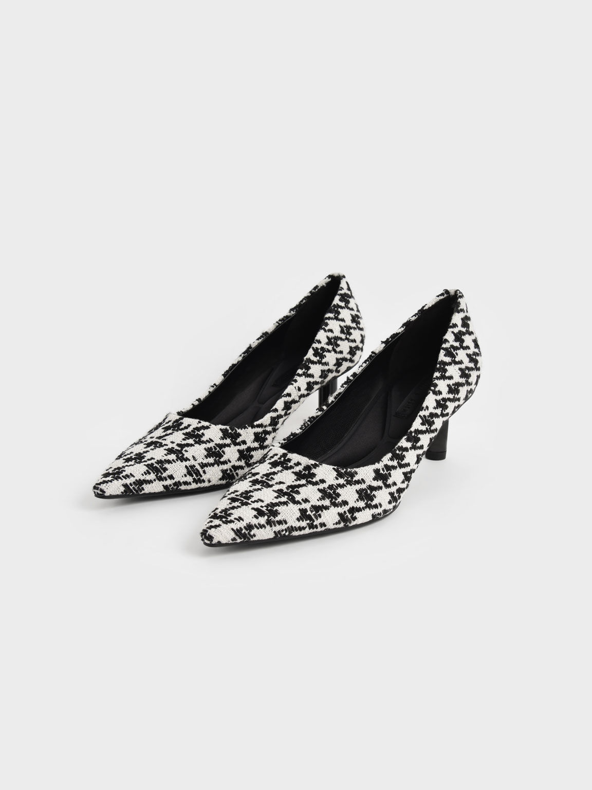 Multicoloured Houndstooth Print Cylindrical Kitten Heel Pumps - CHARLES ...