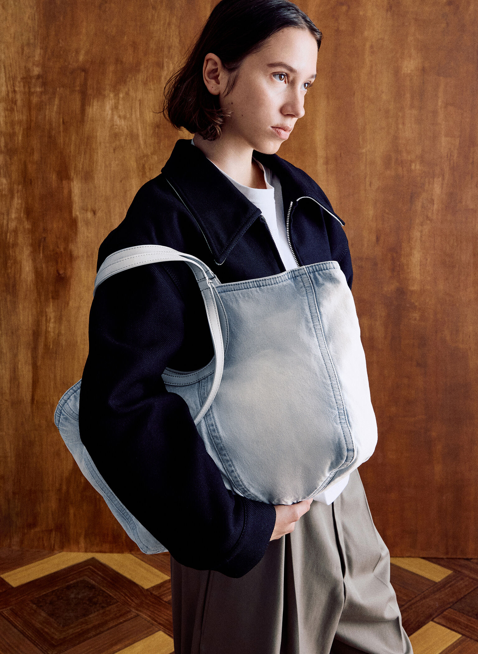 Bolso tote Ivette en denim lavado, Denim claro desgastado, hi-res