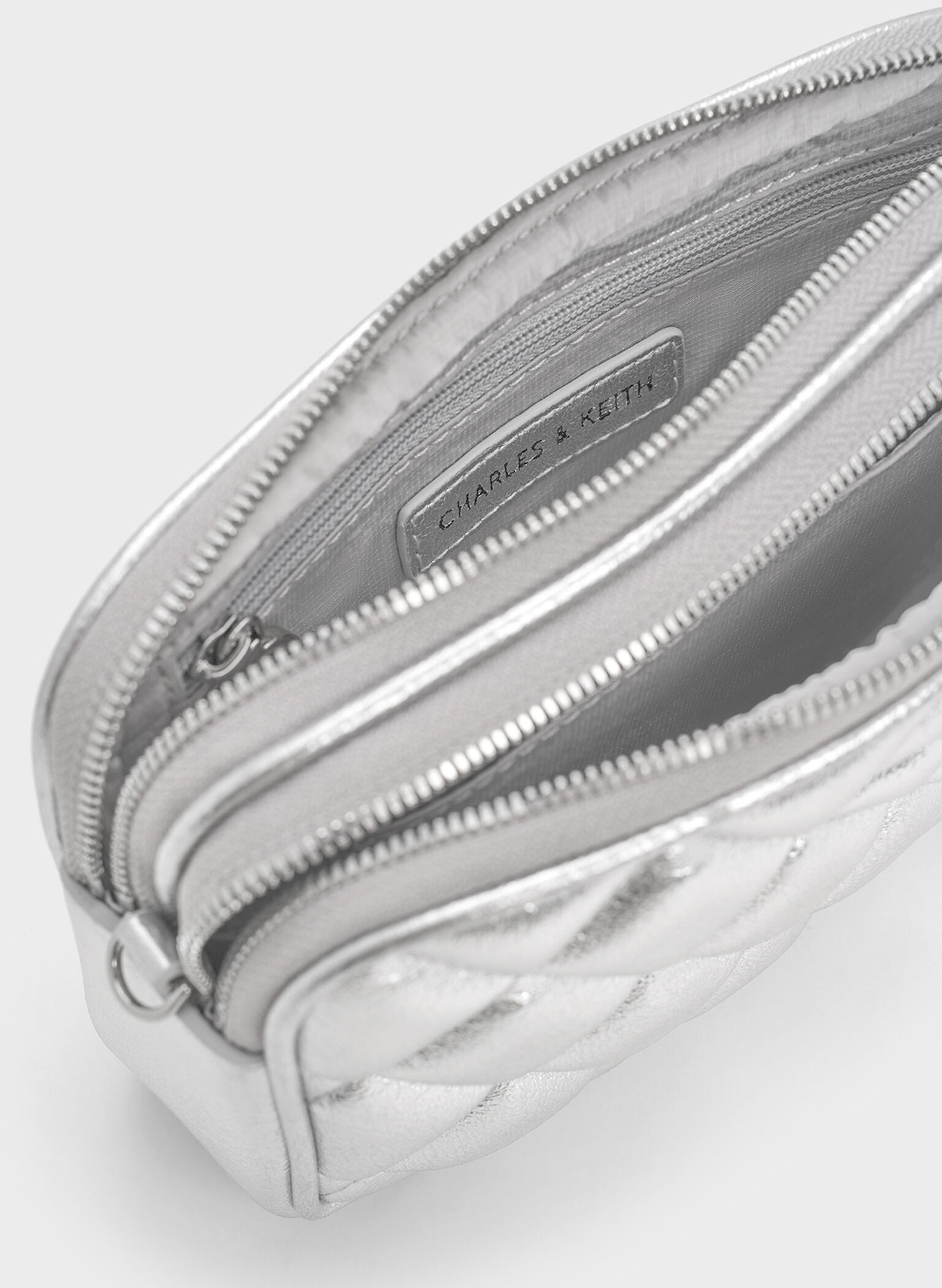 Mini Apfra Quilted Crossbody Bag, Silver, hi-res