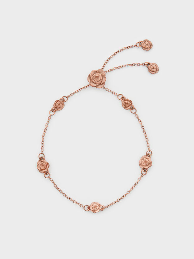 Pulseira Rosalind com Motivo de Flor, Rosa Dourado Escovado, hi-res
