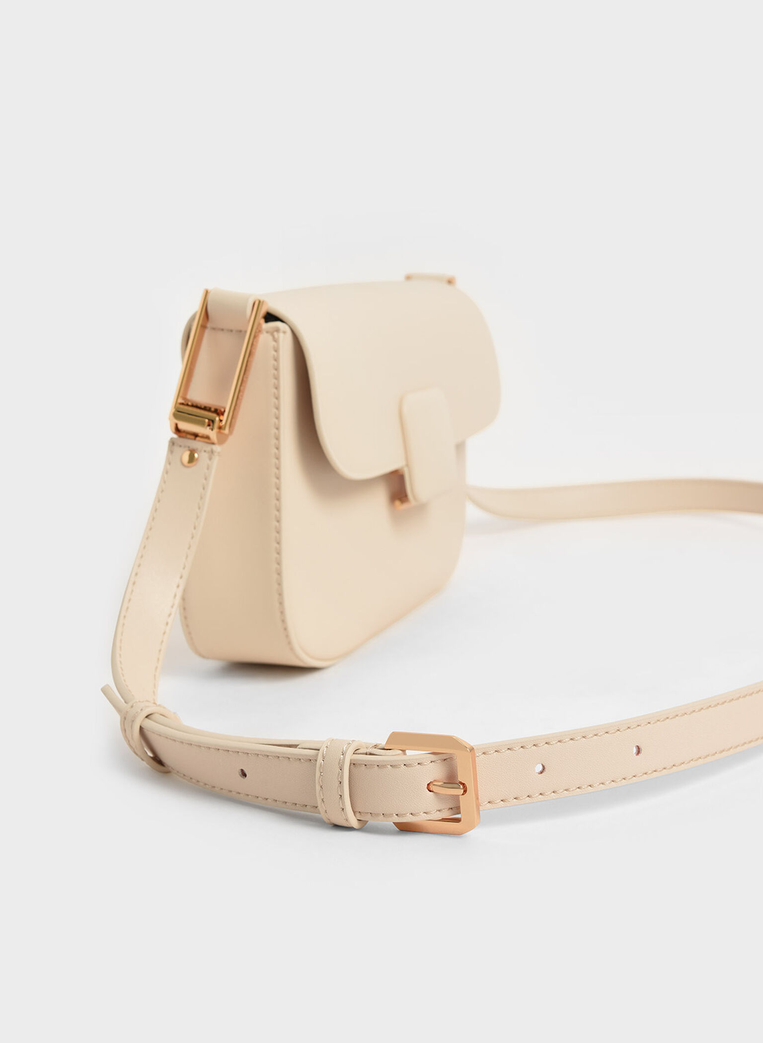 Koa Square Push-Lock Shoulder Bag, Beige, hi-res