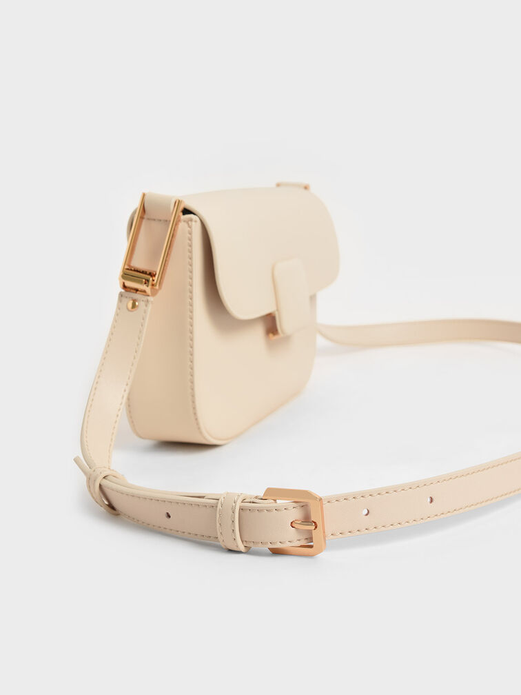 Koa Square Push-Lock Shoulder Bag, Beige, hi-res