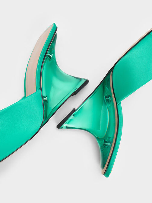 Recycled Polyester Sculptural Heel Wedges, Turquoise, hi-res