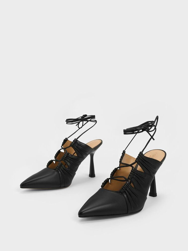 Landis Leather Tie-Around Pumps, Black, hi-res