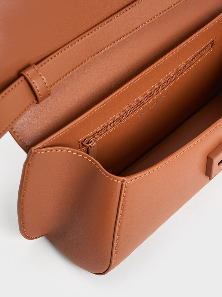 Tan Cassiopeia Front Flap Shoulder Bag - CHARLES & KEITH US