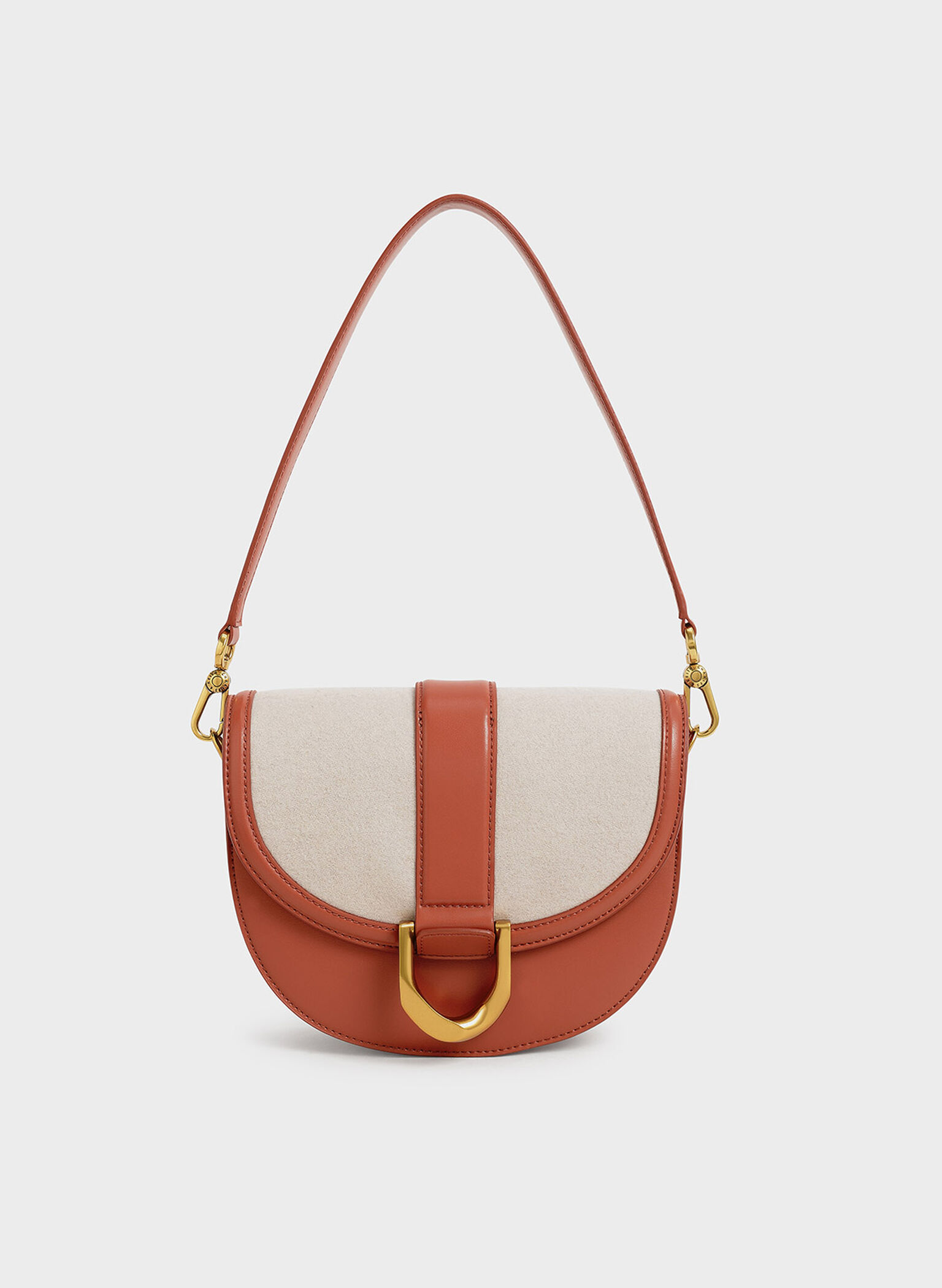 Gabine Two-Tone Saddle Bag​, Brick, hi-res