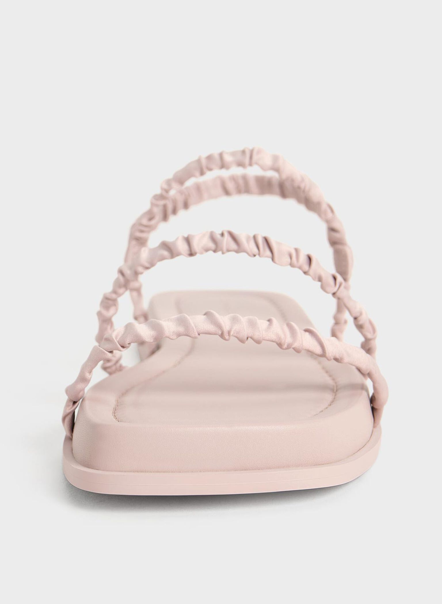 Recycled Polyester Ruched Strappy Sandals, Nude, hi-res