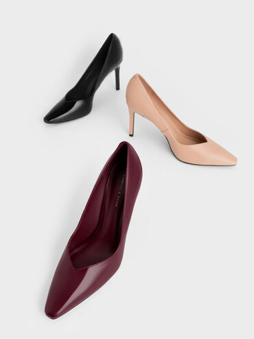 Tapered Square-Toe Pumps, Nude, hi-res