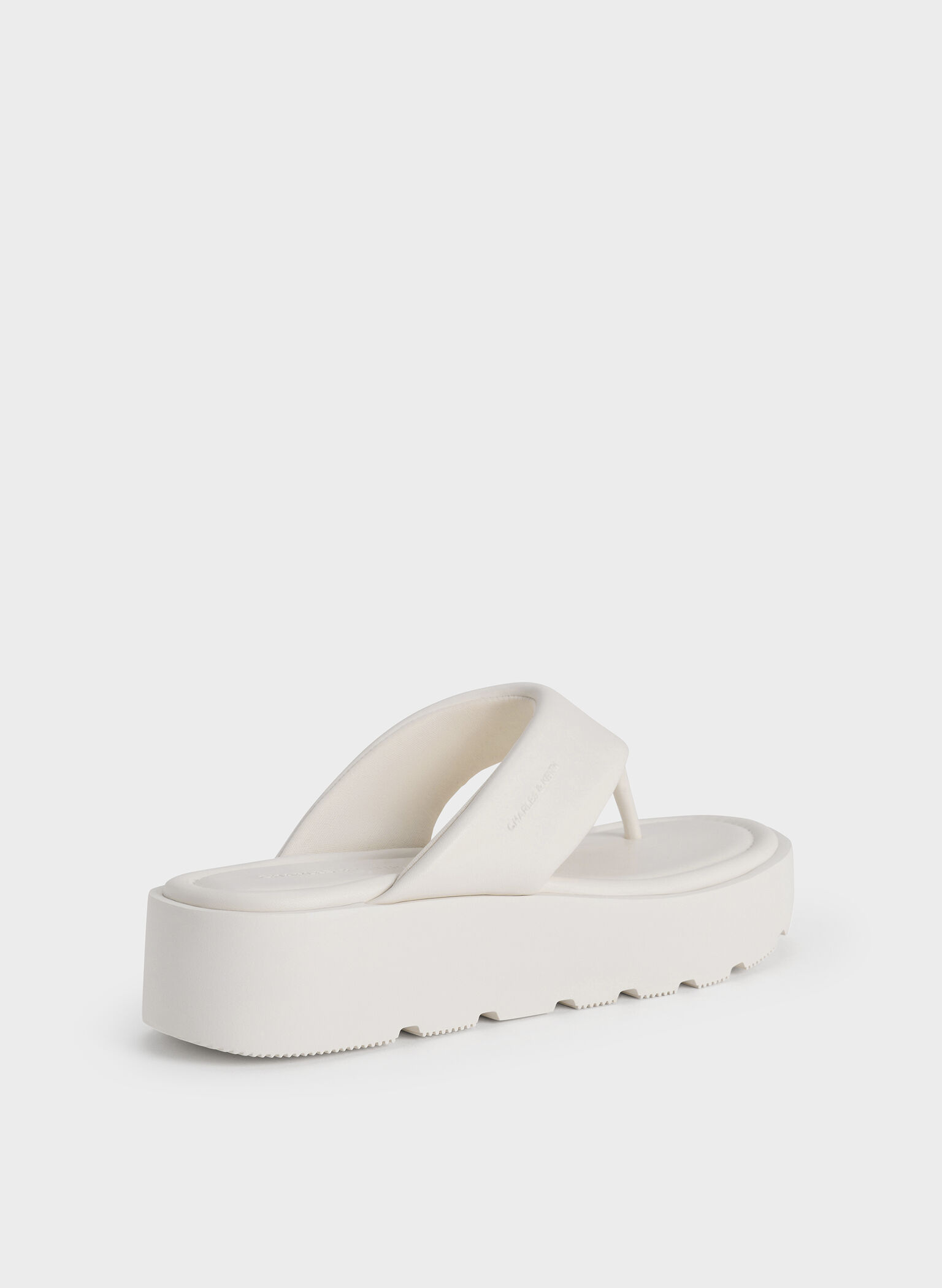 V-Strap Flatform Thong Sandals, White, hi-res