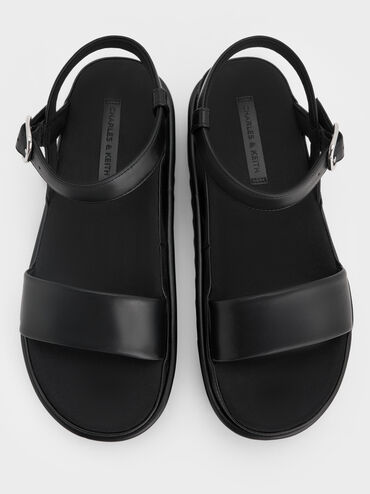 Flatform Ankle-Strap Sandals, Black, hi-res