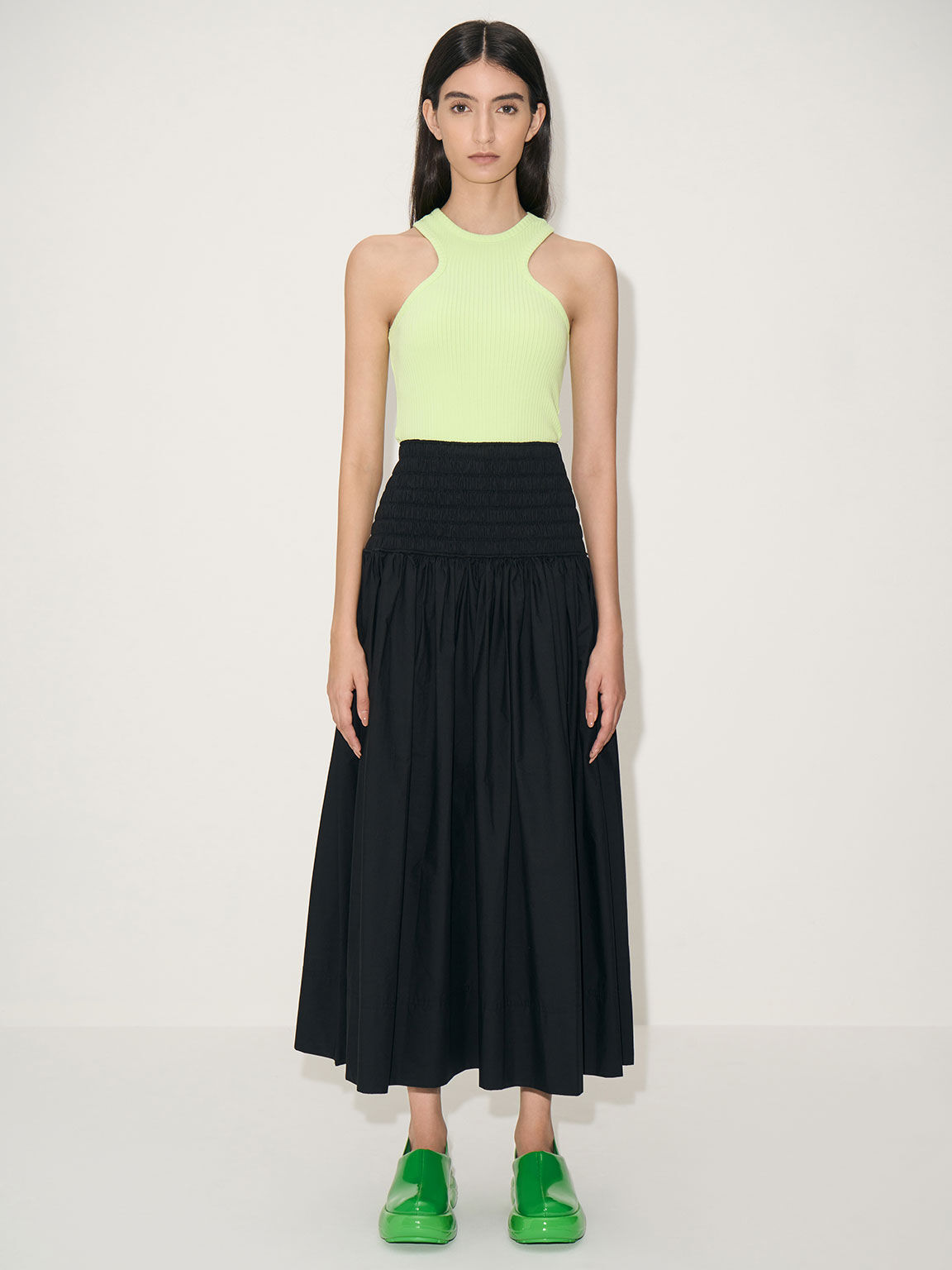 Roony Patent Back-Strap Flats, Green, hi-res