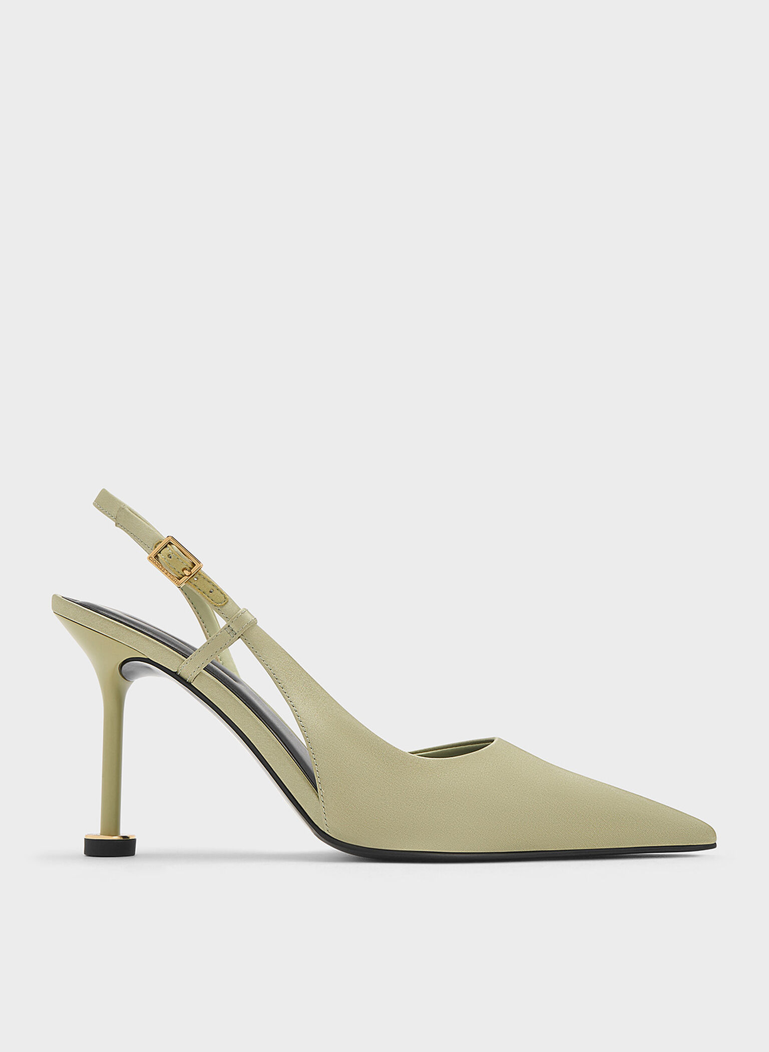 Wynn Recycled Polyester Pointed-Toe Sculptural-Heel Slingback Pumps, Green, hi-res