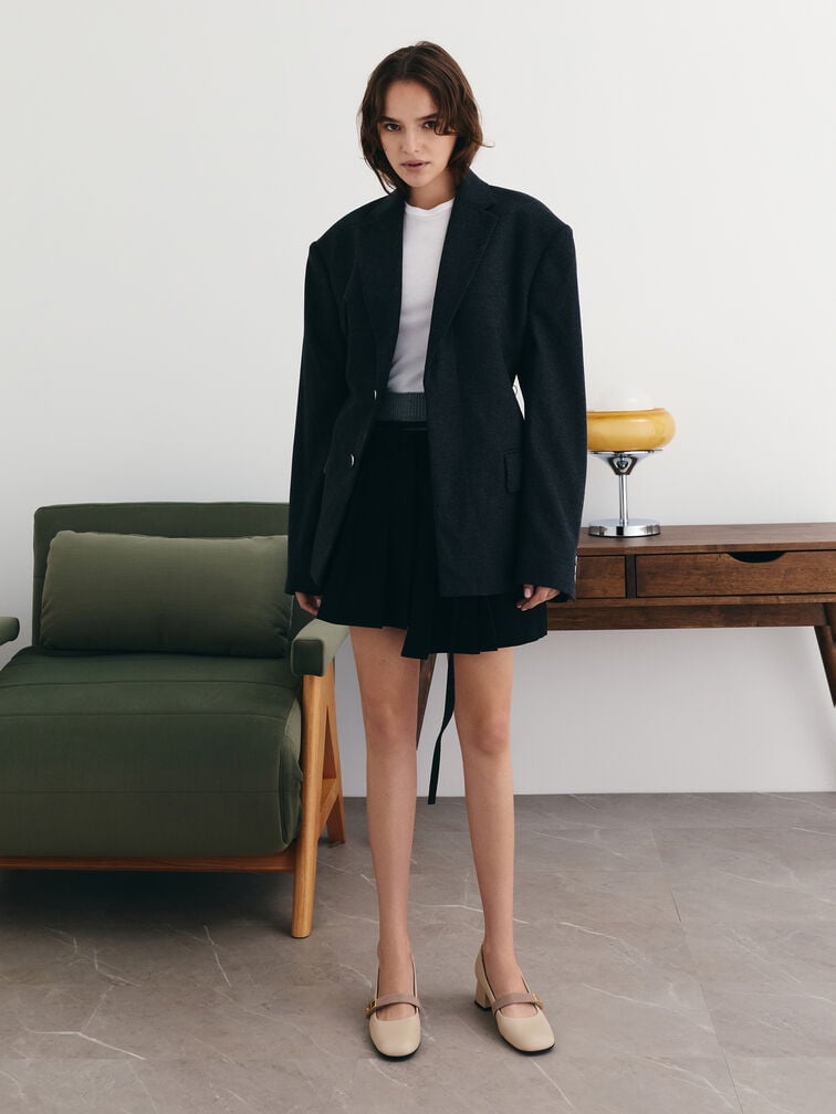 Lando Two-Tone Metallic-Buckle Mary Jane Pumps, Chalk Lando Two-Tone Metallic-Buckle Mary Jane Pumps, Chalk, hi-res