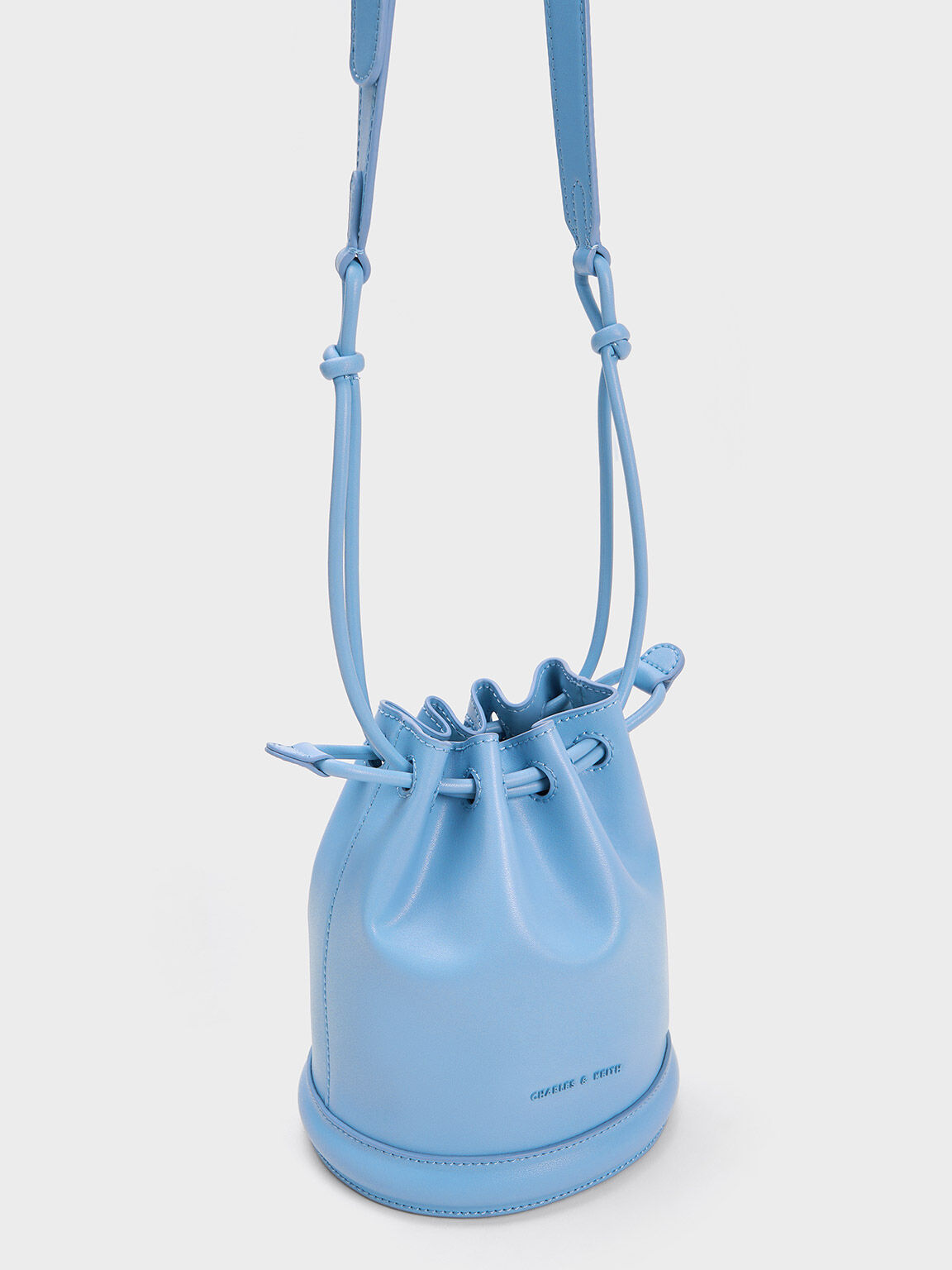 Blossom Drawstring Bucket Bag, Light Blue, hi-res