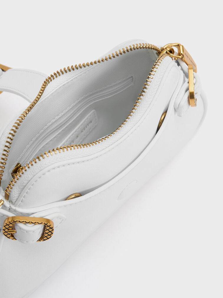 Eilith Chain-Handle Buckled Bag, White, hi-res