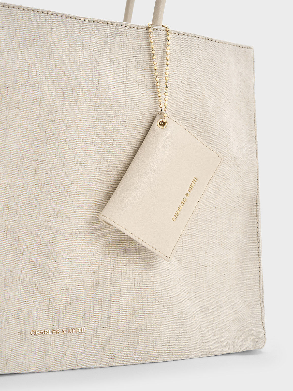 Large Matina Linen Tote Bag - Beige