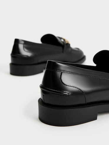 Metallic-Accent Loafers, Black Box, hi-res