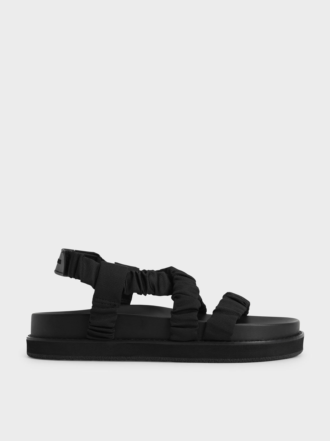 black crossover sandals
