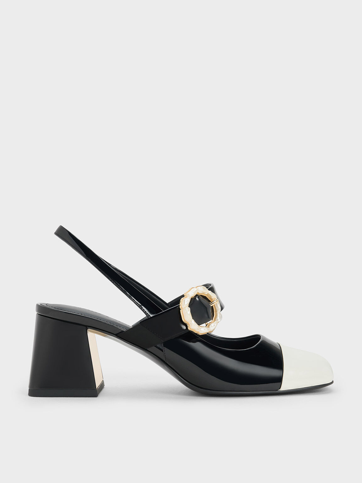 Chalk Metallic-Accent Slingback Pumps - CHARLES & KEITH US