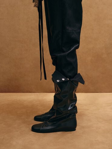 Botas de cano alto largas com tachas Gael, Preto, hi-res