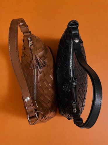 Ivette 編織流浪包, 巧克力, hi-res