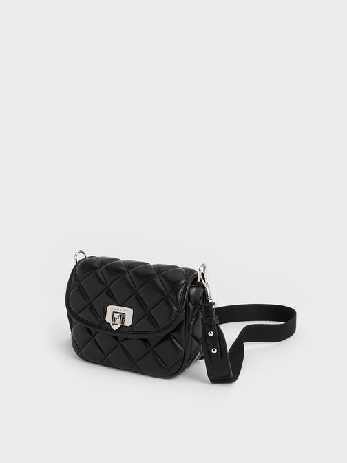 Cressida Quilted Crossbody Bag, Black, hi-res