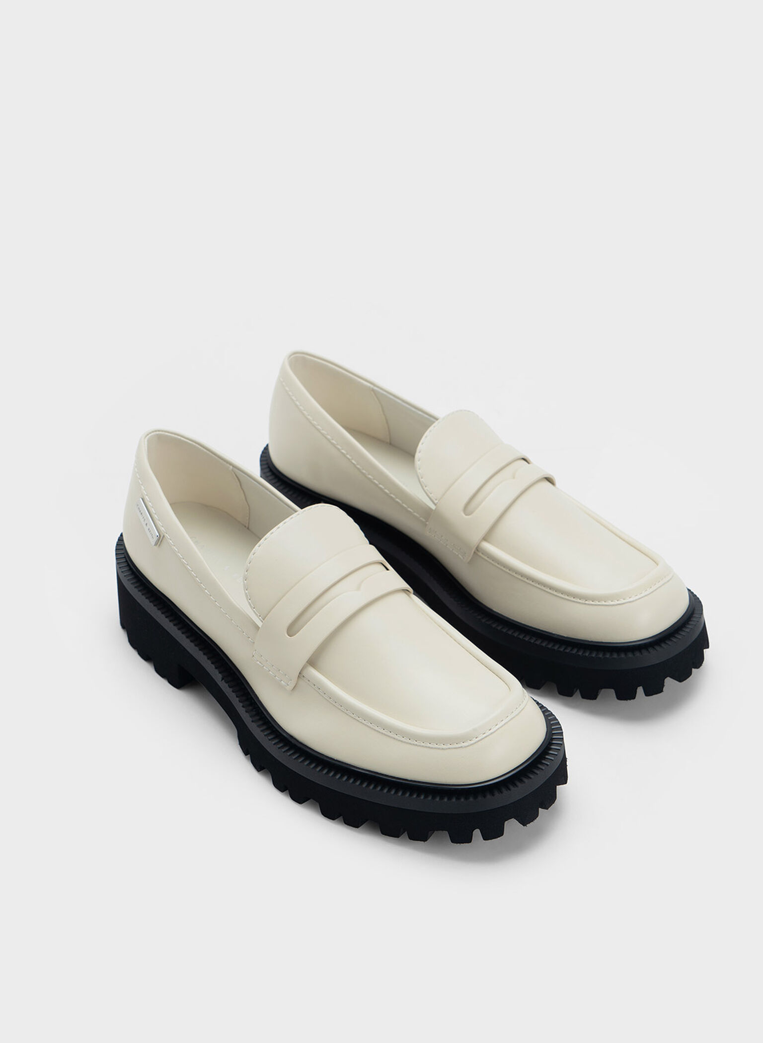 Remy Covered Ridge-Sole Loafers, Chalk, hi-res