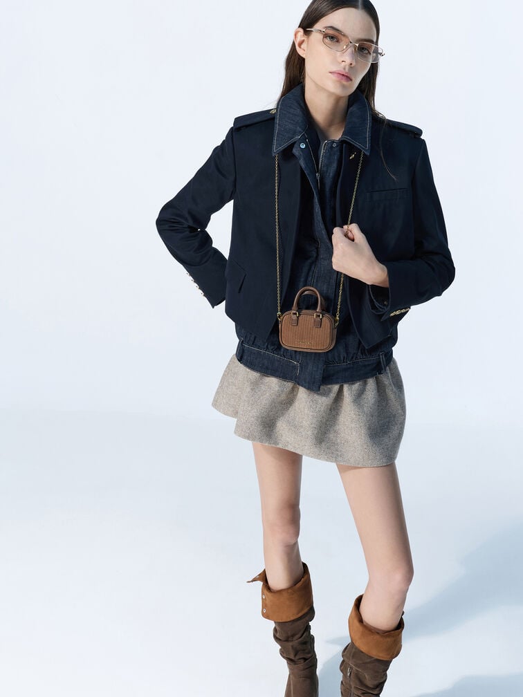 Sianna Corduroy Bag Charm, Mocha Brown, hi-res