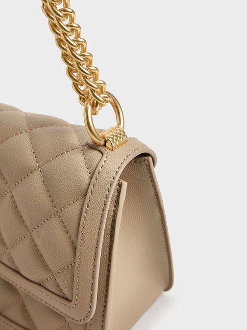 Micaela Quilted Chain Bag, Sand, hi-res