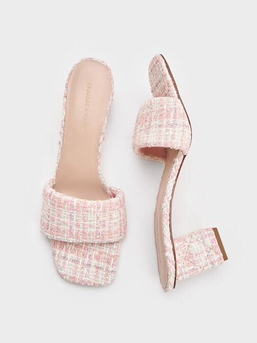 方塊粗跟拖鞋, 淺粉色, hi-res