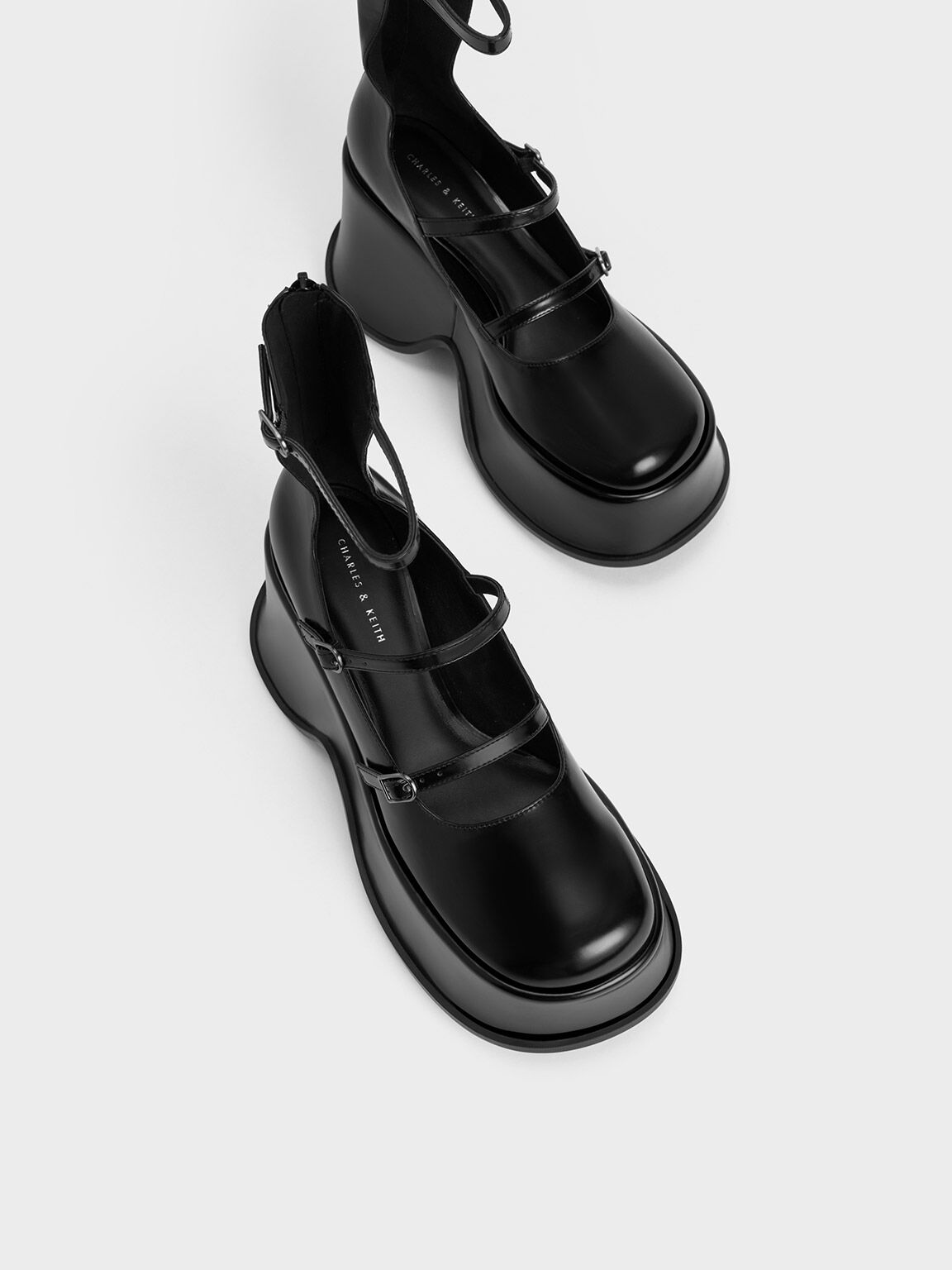 Carlisle Platform Mary Janes, Black, hi-res