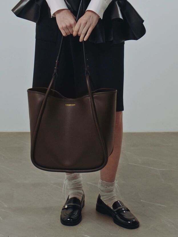 Bolso tote holgado tubular Lyla, Espresso Brown, hi-res