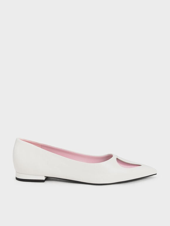 Amora 心型尖頭鞋, 白色, hi-res