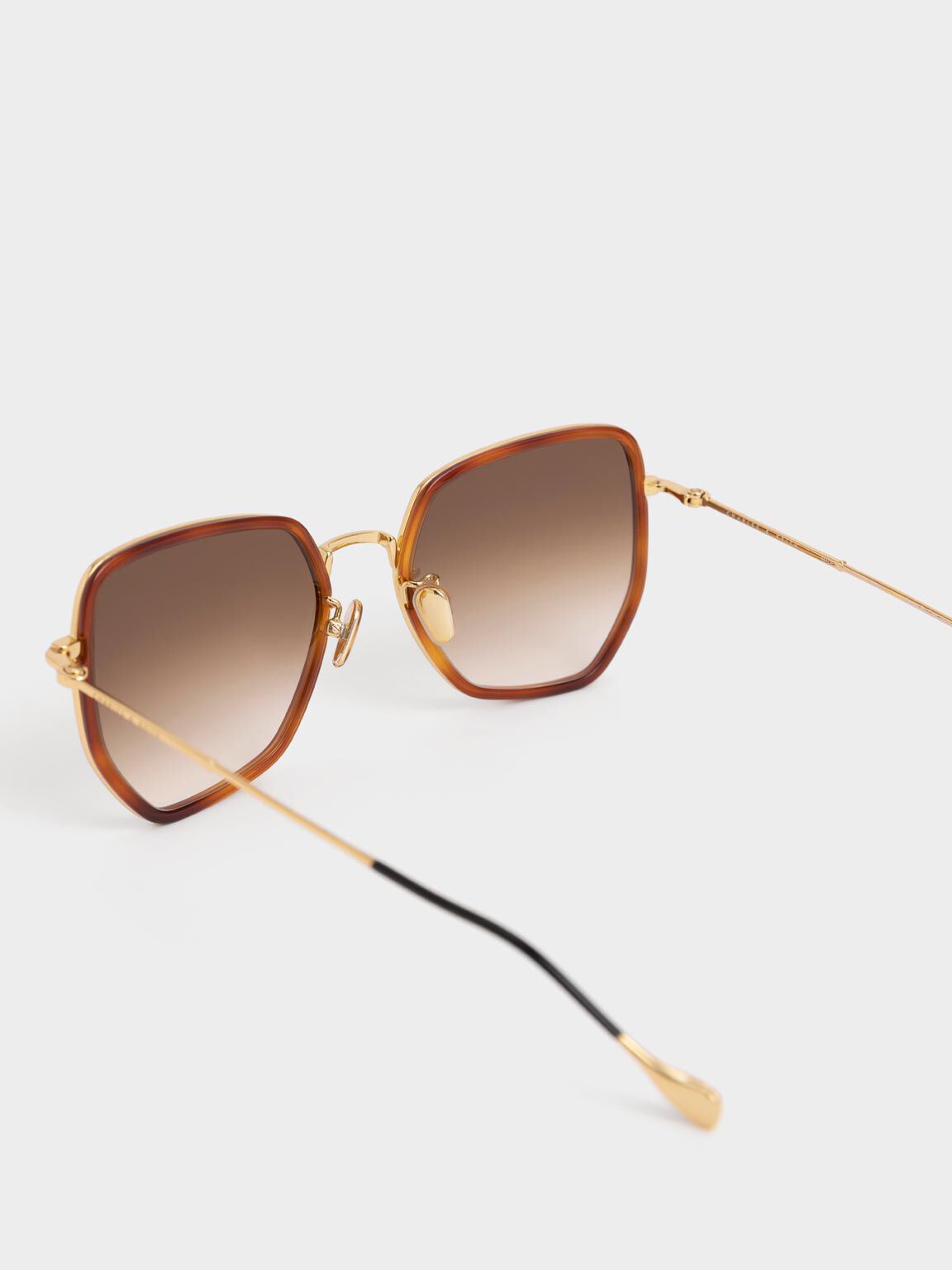 Recycled Acetate Wire-Frame Butterfly Sunglasses, T. Shell, hi-res