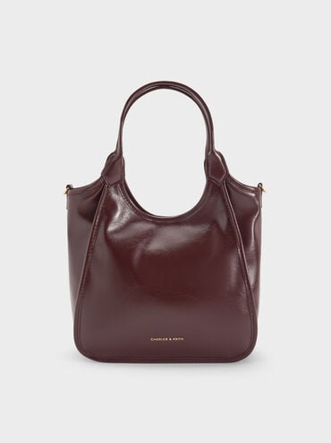 Mini Sianna Crinkle-Effect Slouchy Tote Bag, Wineberry Red, hi-res