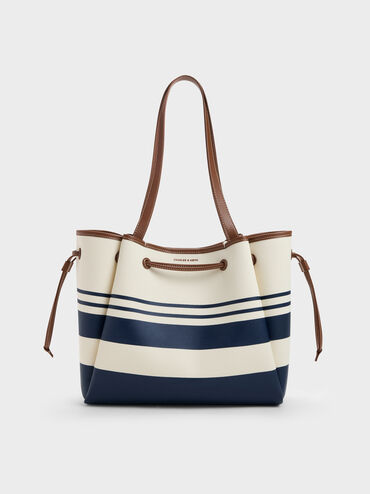 Hanya Canvas Striped Drawstring Tote Bag, Multi, hi-res