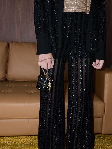 Janie Quilted Pearl-Embellished Chain-Handle Micro Bag, Black, hi-res