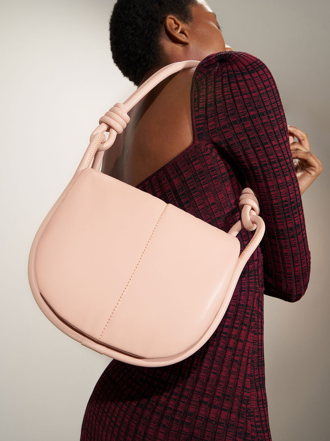 Light Pink Luna Knotted Handle Shoulder Bag - CHARLES & KEITH US