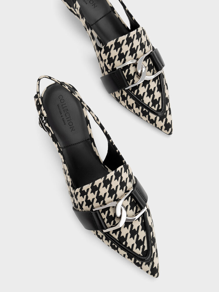 Gabine Leather Houndstooth Slingback Pumps, Multi, hi-res