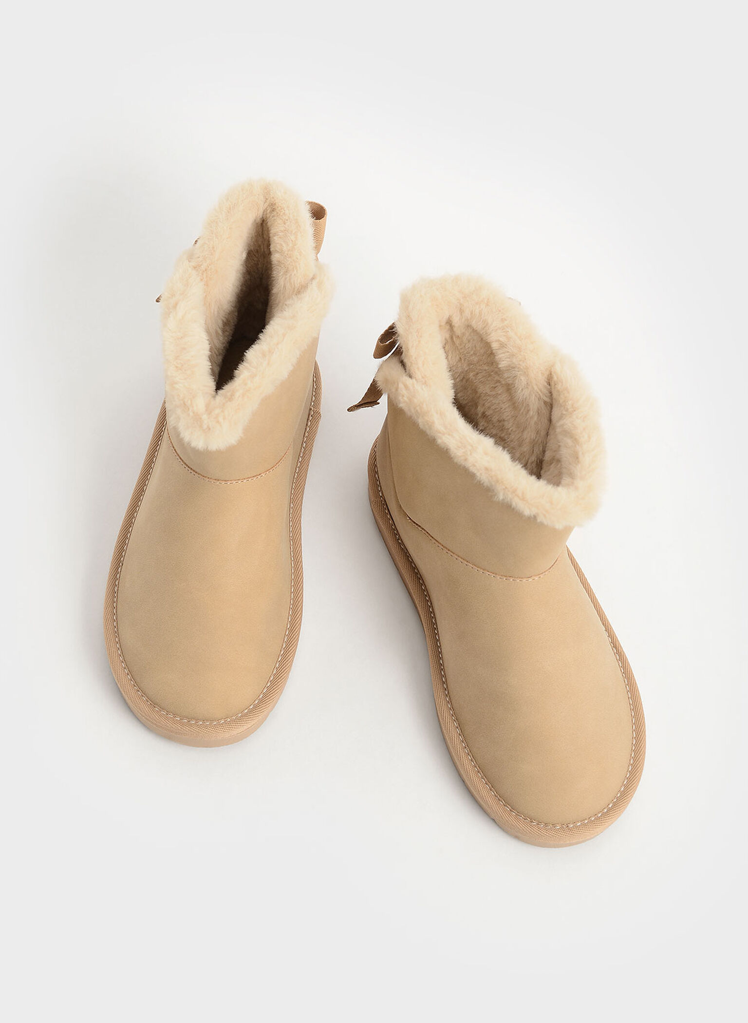 Girls' Fur-Trimmed Slip-On Ankle Boots, Camel, hi-res