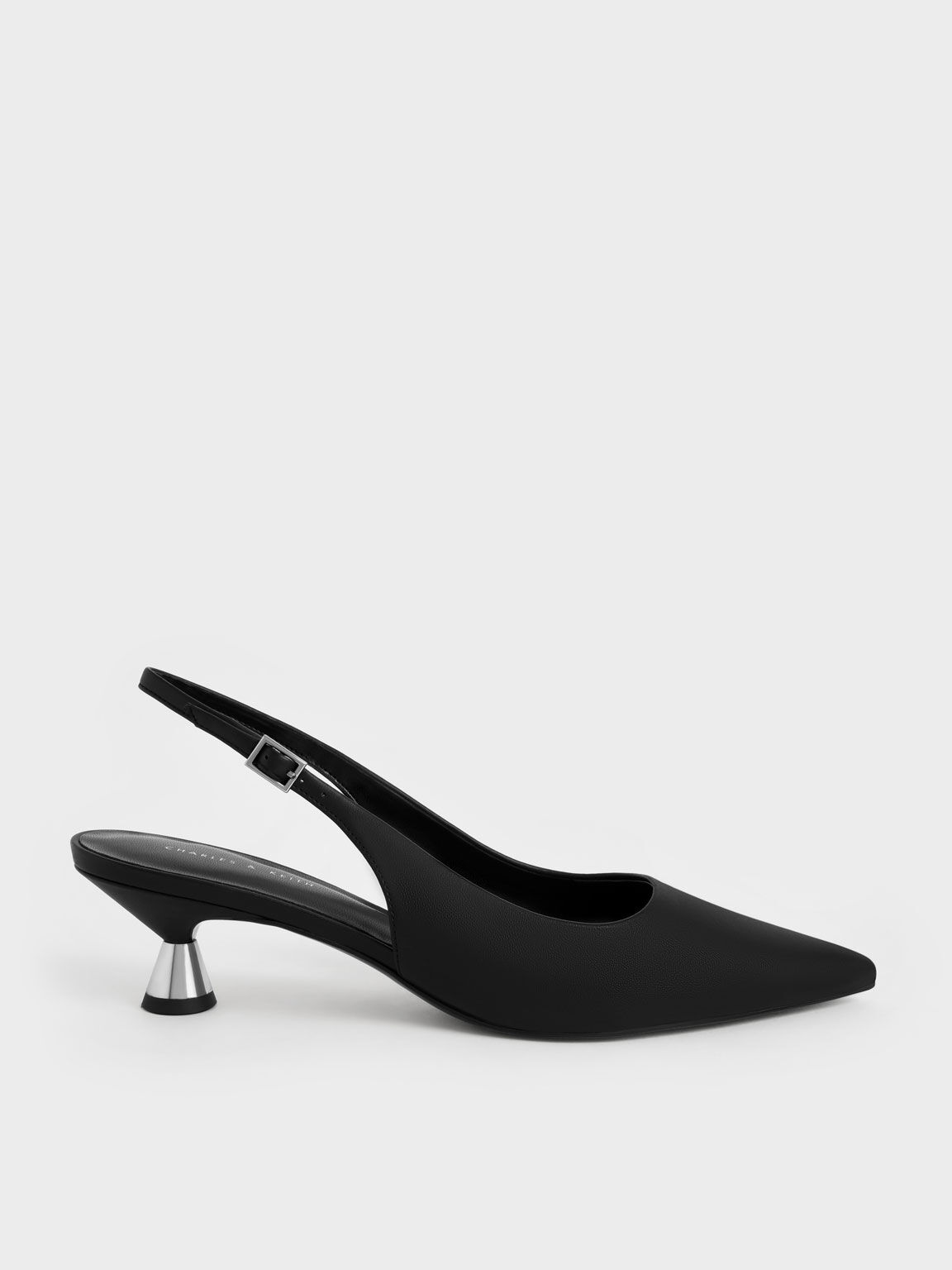 Spool Heel Slingback Pumps Black
