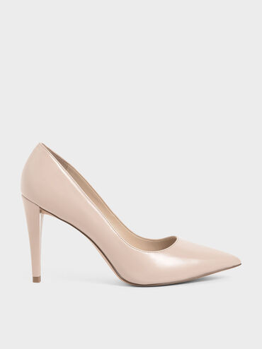 Patent Pointed Toe Stiletto Pumps, Nude, hi-res