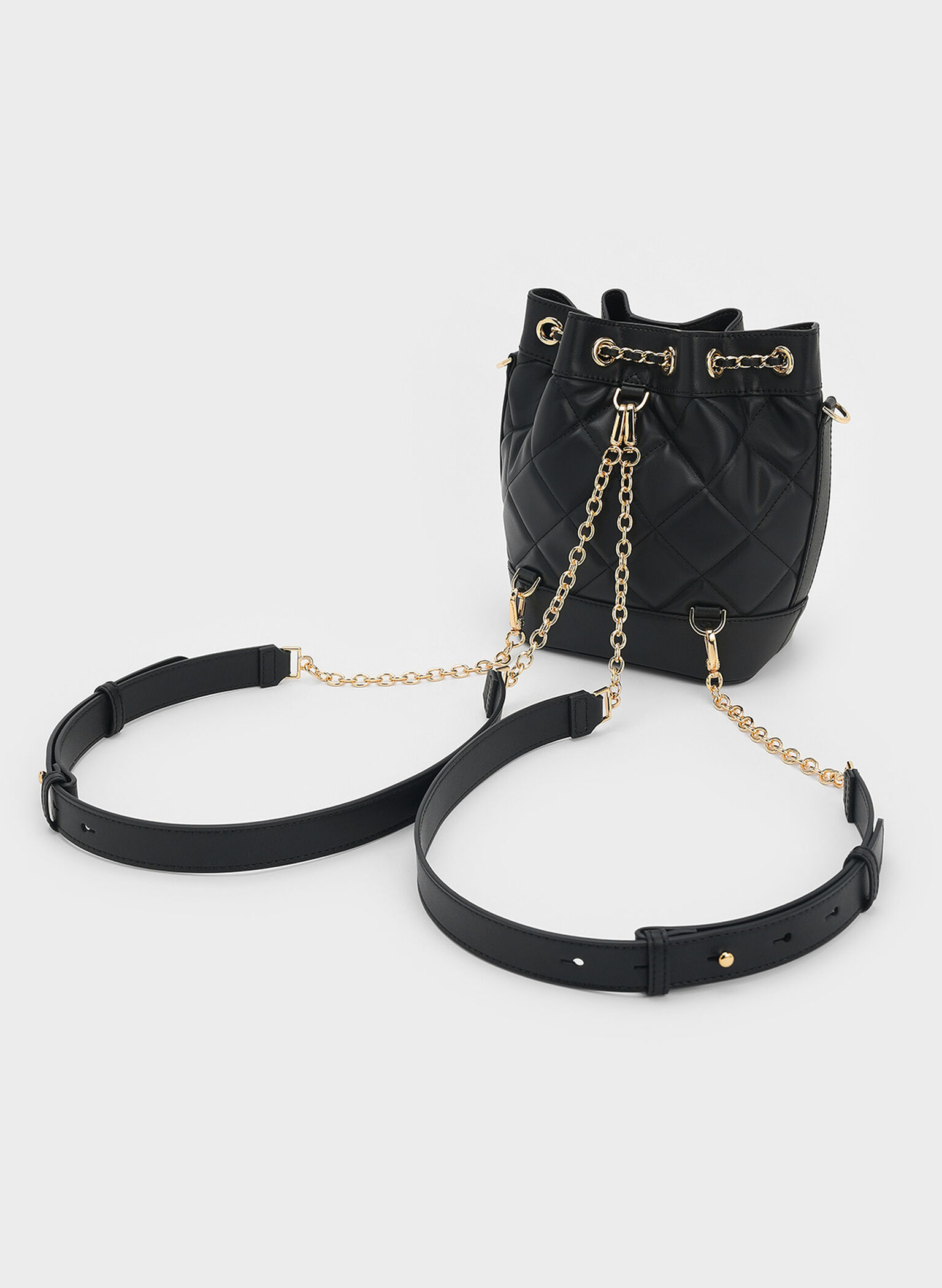 Bolso bombonera acolchado Julia de doble uso, Negro, hi-res