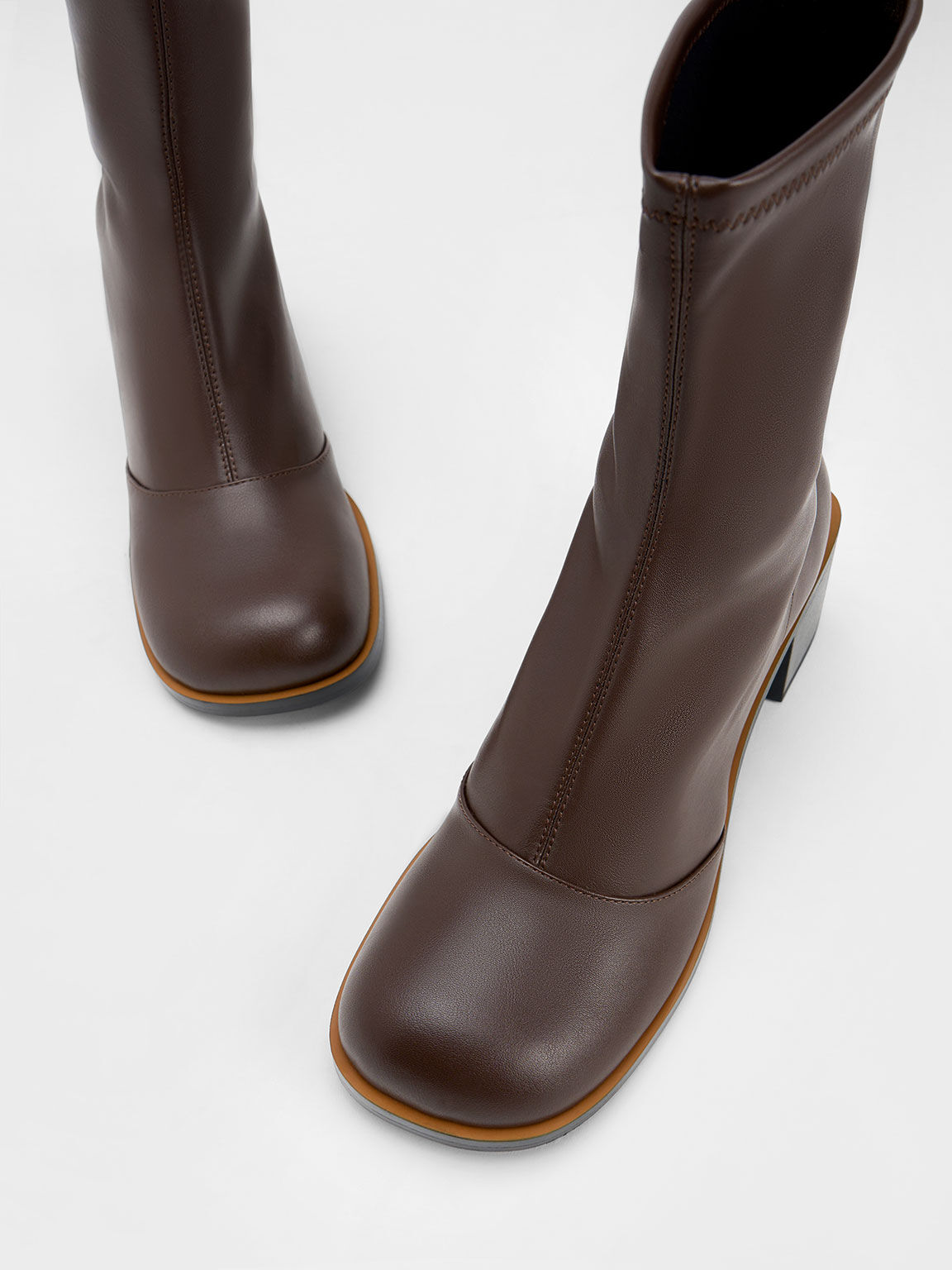 Stitch Trim Ankle Boots, Dark Brown, hi-res