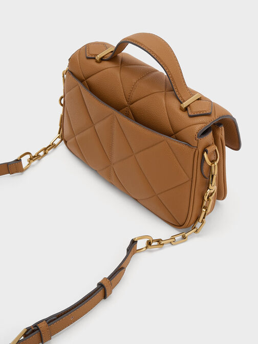 Anwen Quilted Top Handle Bag, Chocolate, hi-res