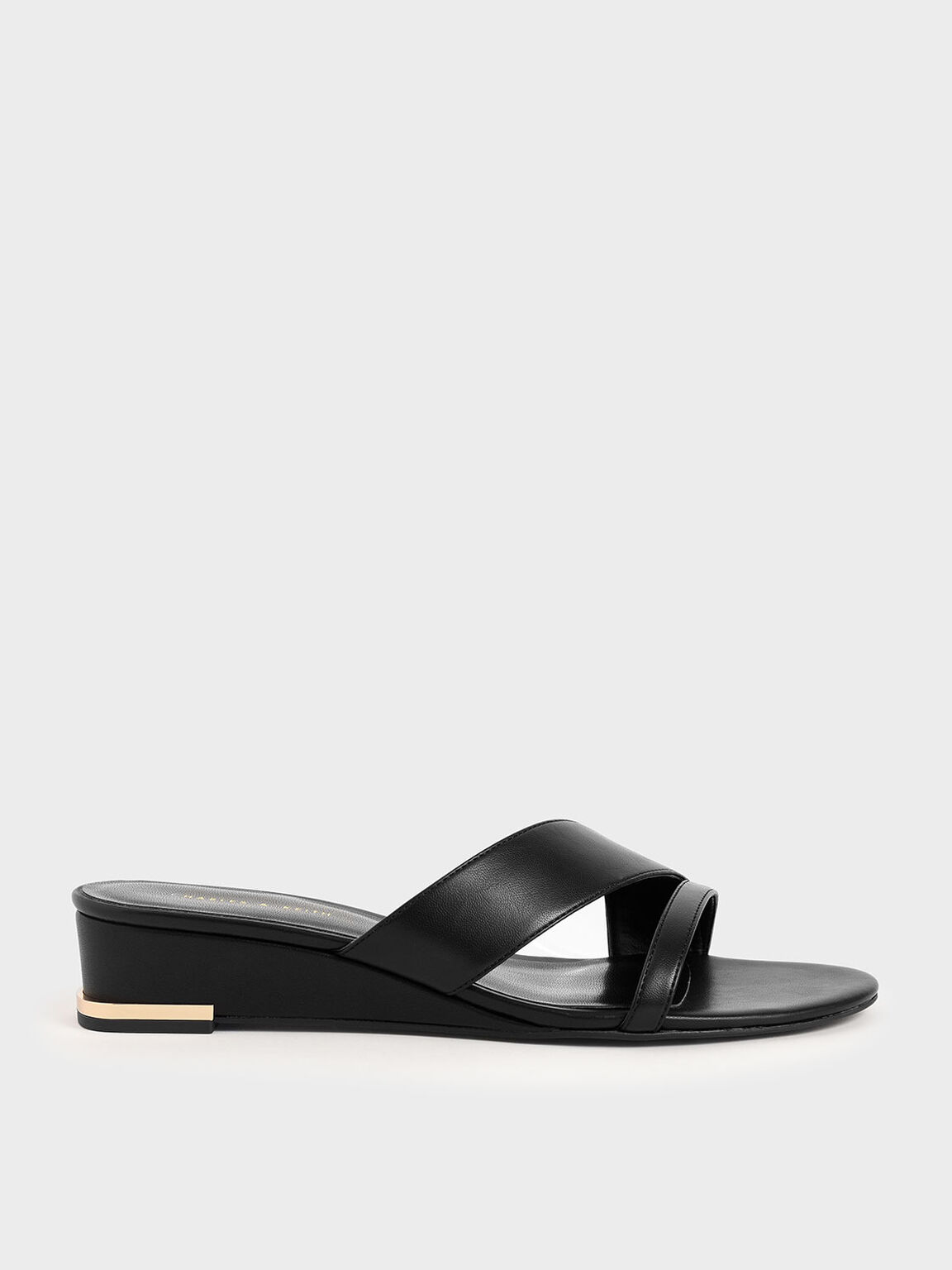 charles and keith black wedges