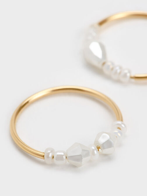 Luxem Beaded Two-Ring Set, Pearl, hi-res