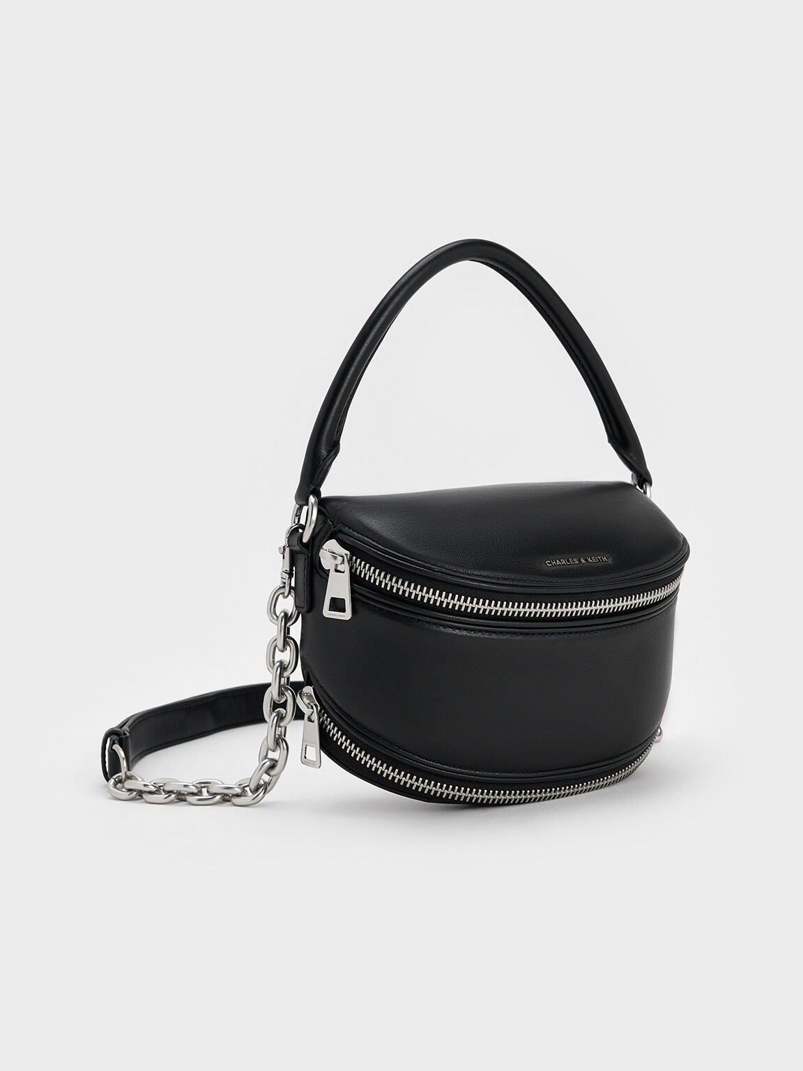 Noir Saskia Multi-Zip Crossbody Bag - CHARLES & KEITH US